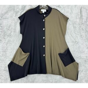 Joseph Ribkoff Blouse 10 Colorblock Lagenlook Pockets Boxy Relaxed Button Tunic